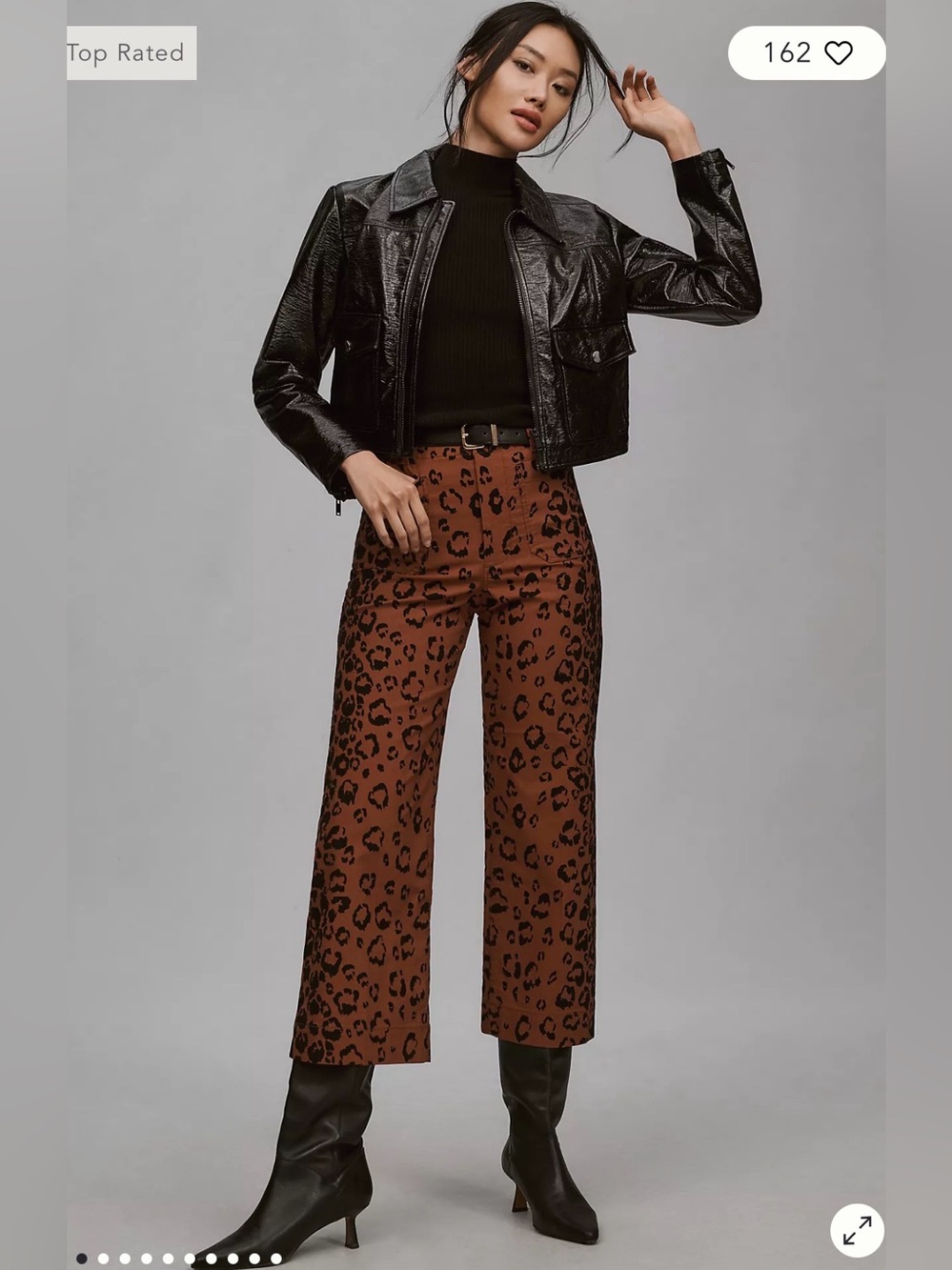 Anthropologie The Colette Cropped Wide-Leg Pants by Maeve Animal Print Size 31